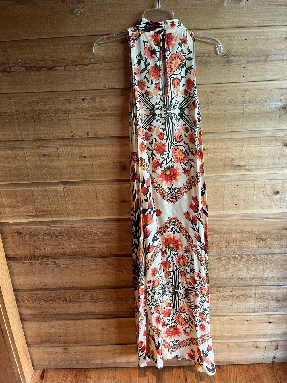 FARM RIO X ANTHROPOLOGIE - High Neck Sleeveless Flowy Cream Floral Maxi Dress - Picture 7 of 11
